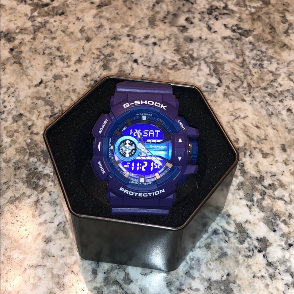Purple and Blue G-Shock watch